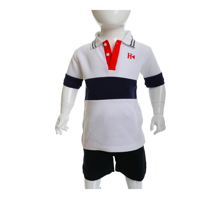White and navy blue boys set