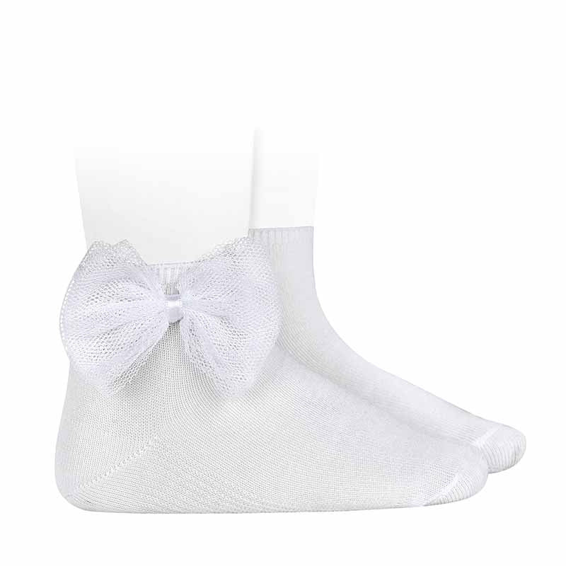 White Ankle socks with tulle bow