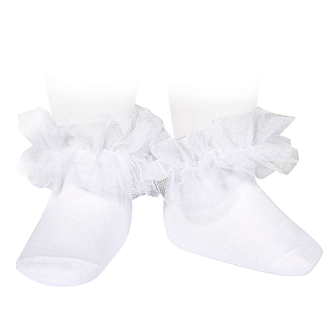 White Ankle socks with tulle