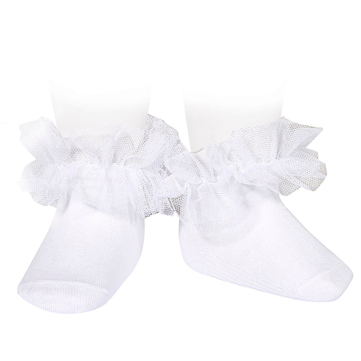 White Ankle socks with tulle