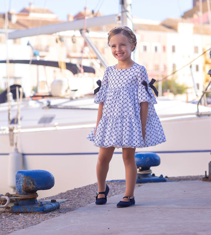 White and Navy Blue Dress