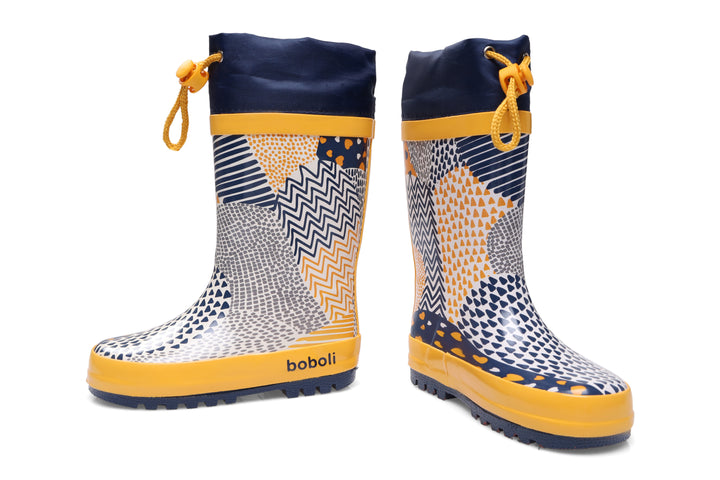 Blue and Yellow Rain boots