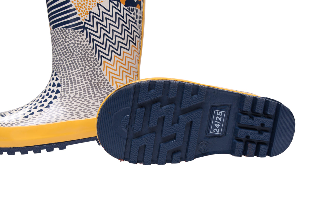 Blue and Yellow Rain boots