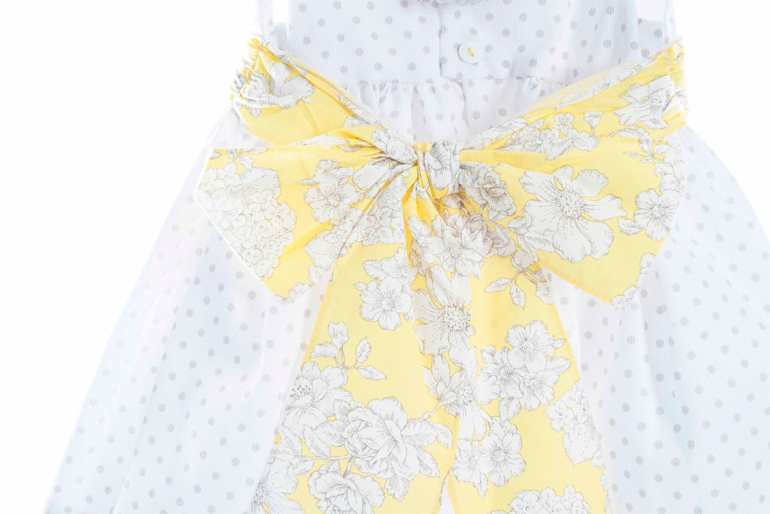 White, yellow and grey dress