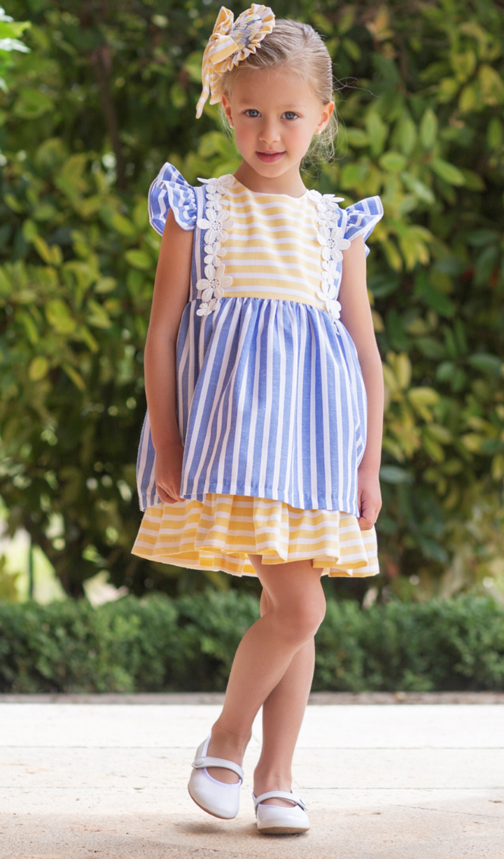 Striped Blue and Yellow Dress