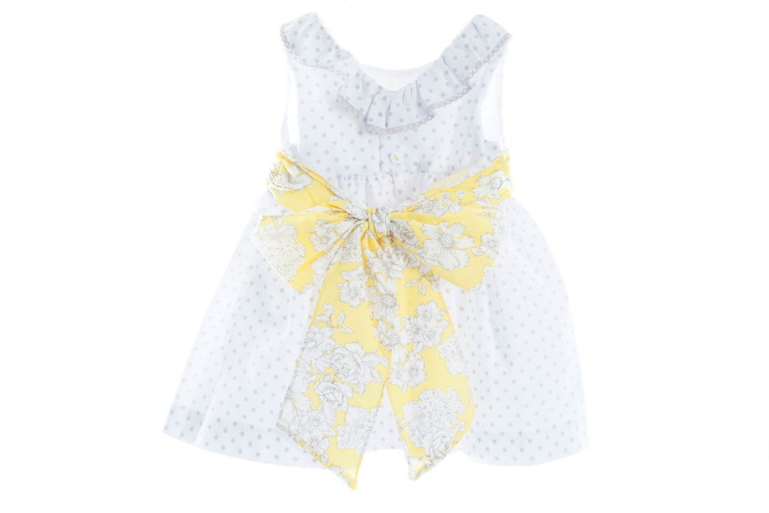 White, yellow and grey dress