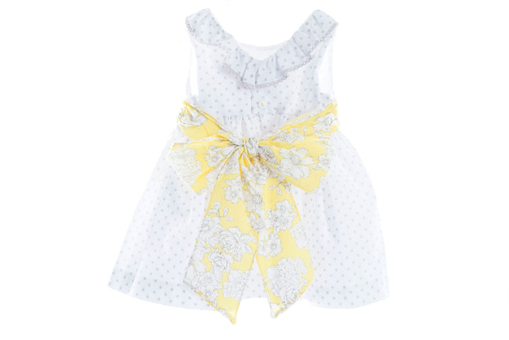 White, yellow and grey dress