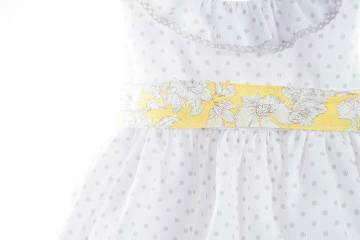 White, yellow and grey dress