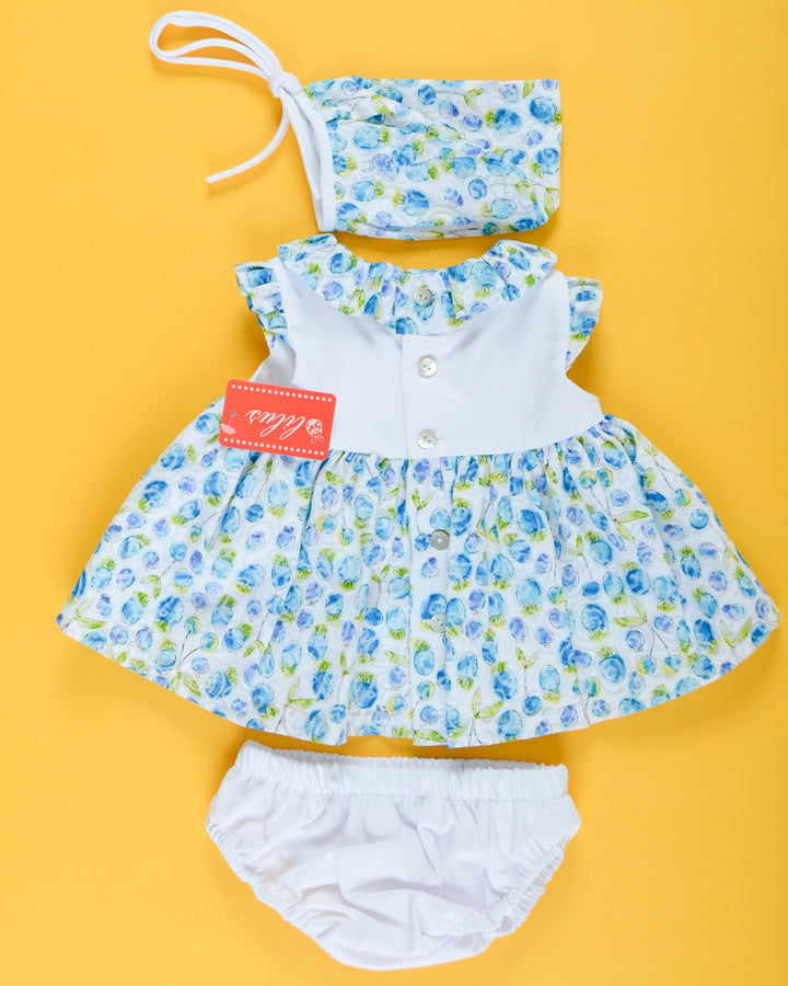 White and Blue Floral Baby Dress