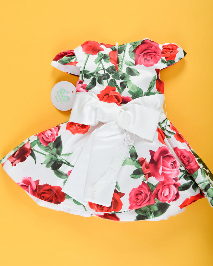 White and Red floral Baby Dress