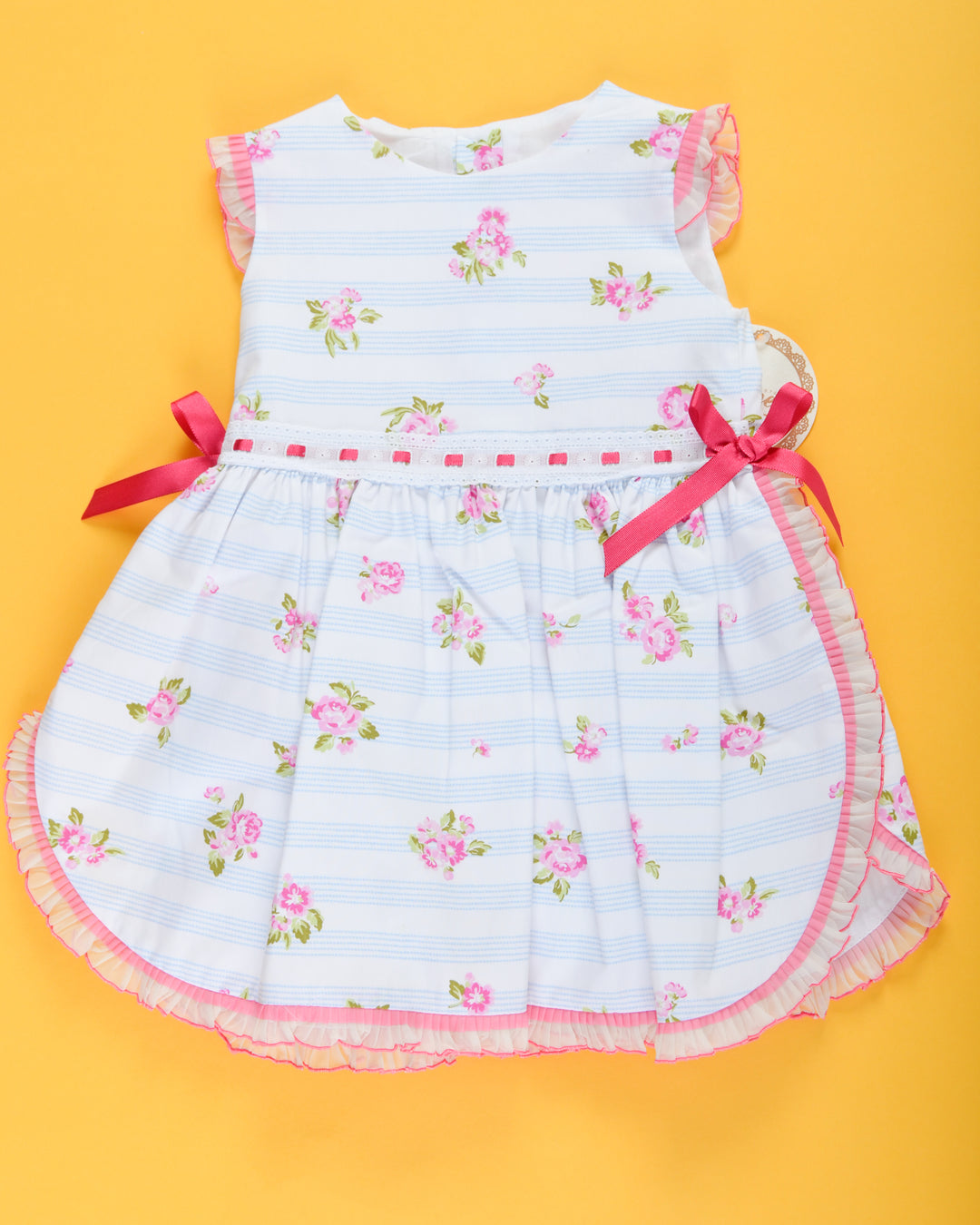 White and Fuchsia Baby Dress