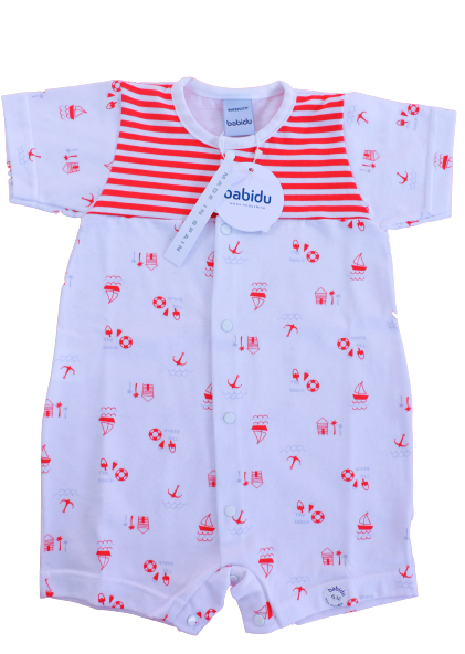 White and Red Baby Overall