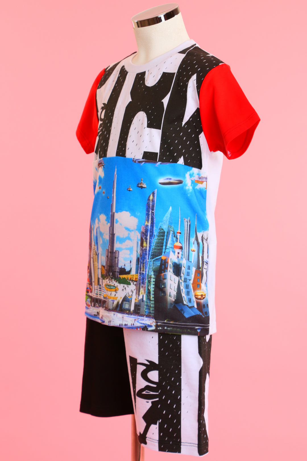 White sportswear with red sleeves