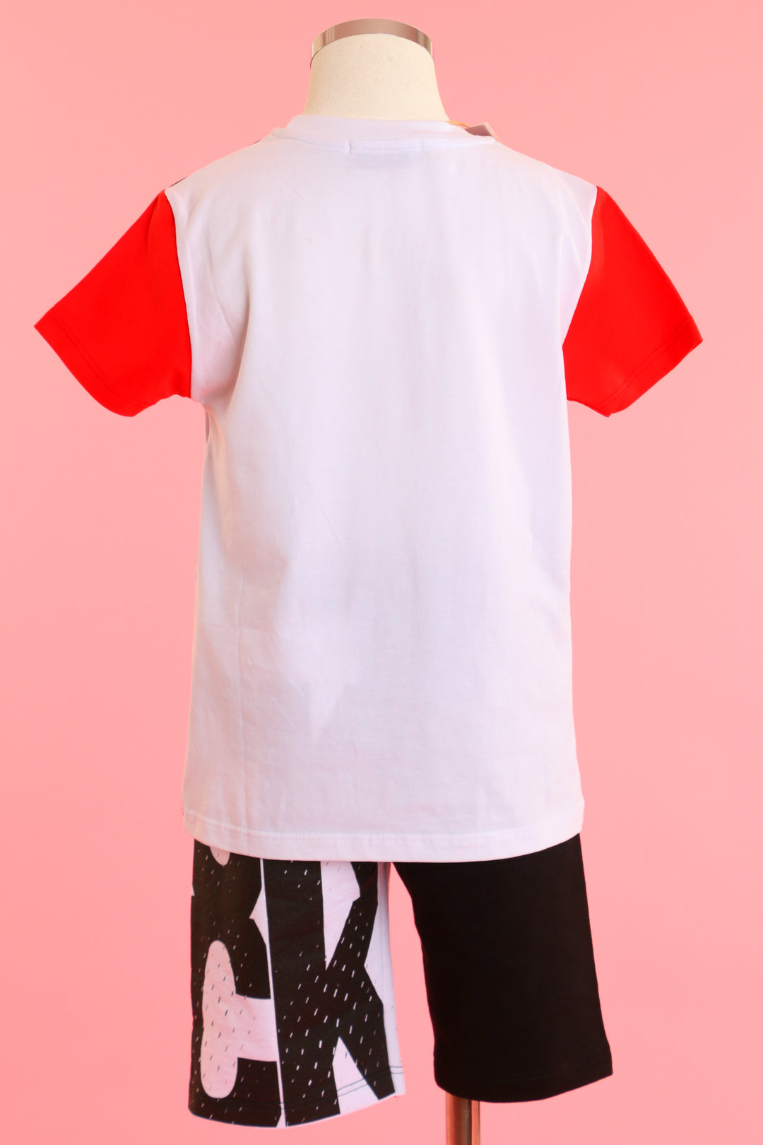 White sportswear with red sleeves