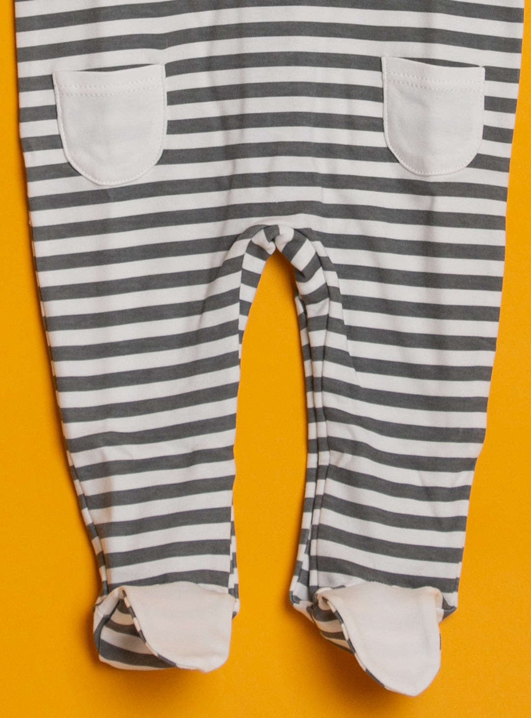 Dark grey striped baby overall