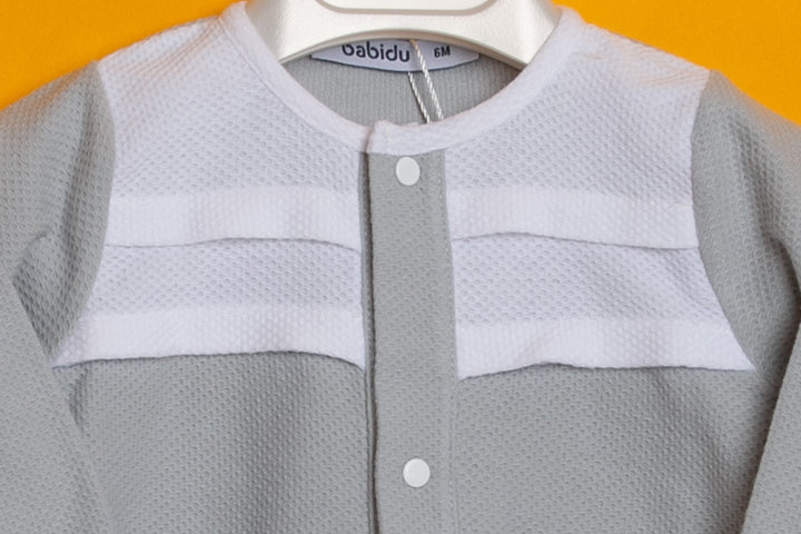 Grey and white baby overall