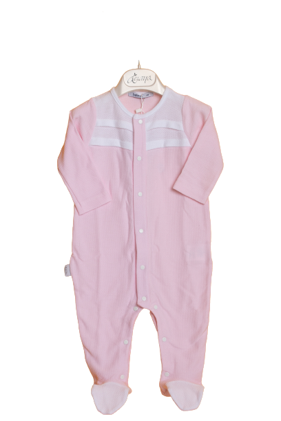 Pink and white baby overall