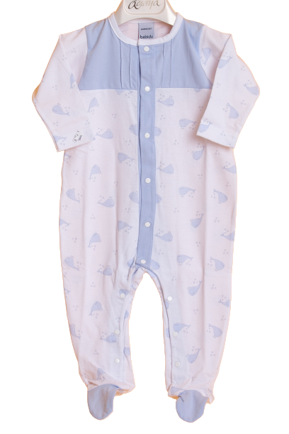 Light blue and white one piece baby pyjama