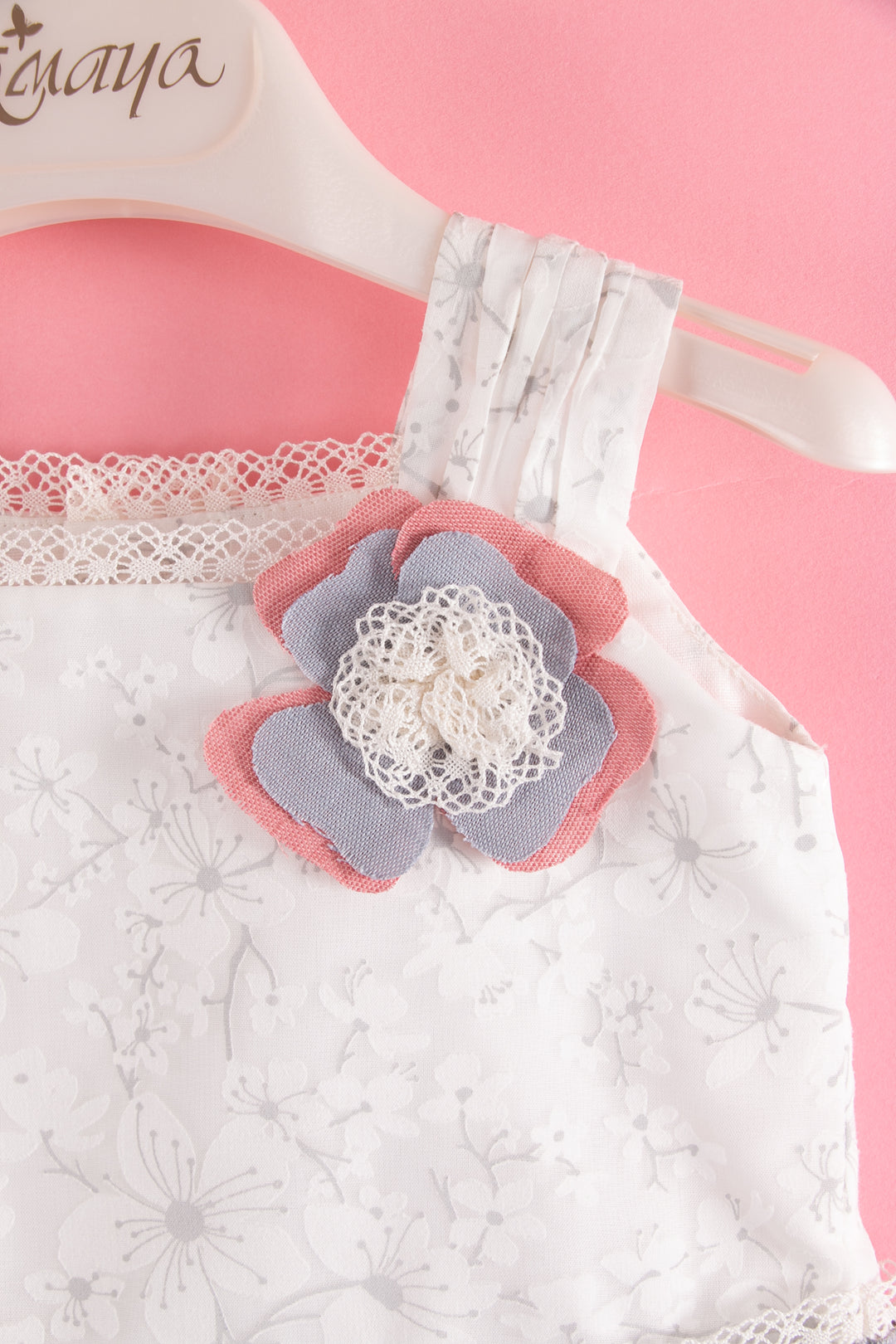 White and grey Girls dress - made in Spain