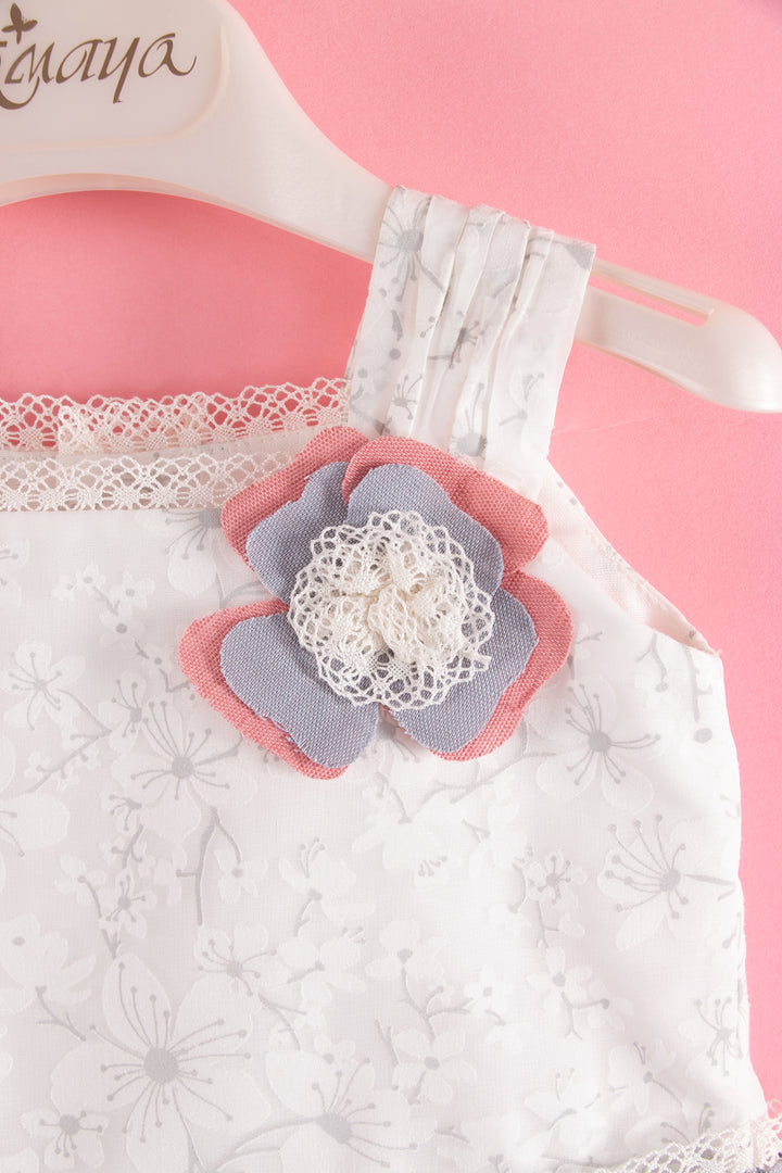 White and grey Girls dress - made in Spain