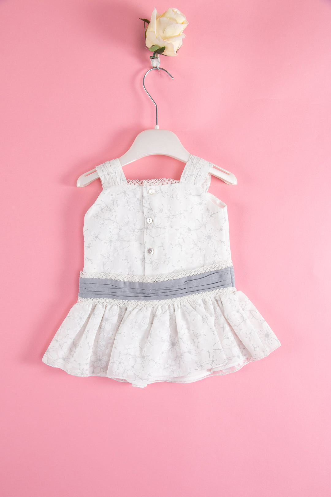 White and grey Girls dress - made in Spain