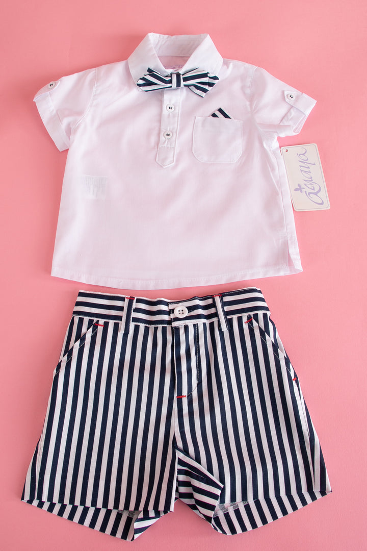 White and black striped Baby set - made in Spain