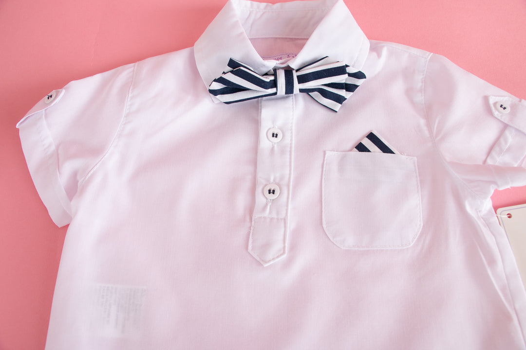 White and black striped Baby set - made in Spain