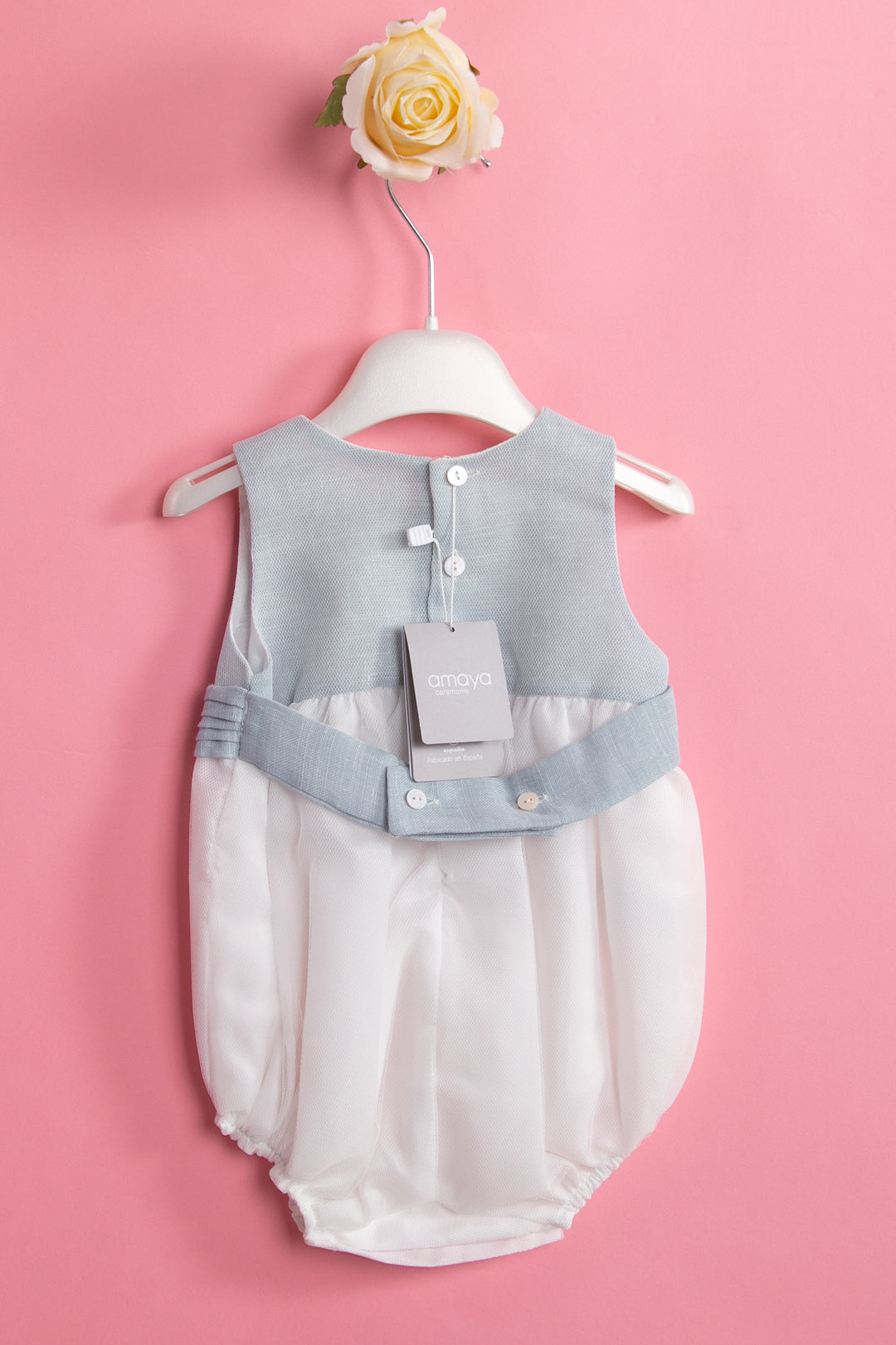 blue and off white dress