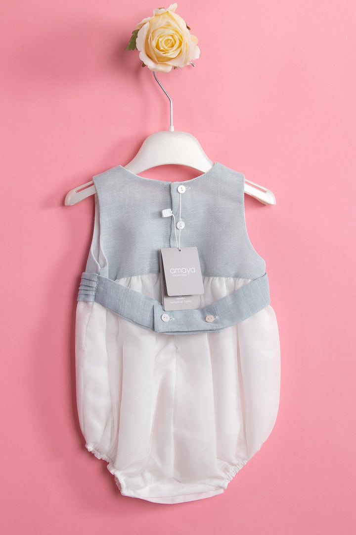 blue and off white dress
