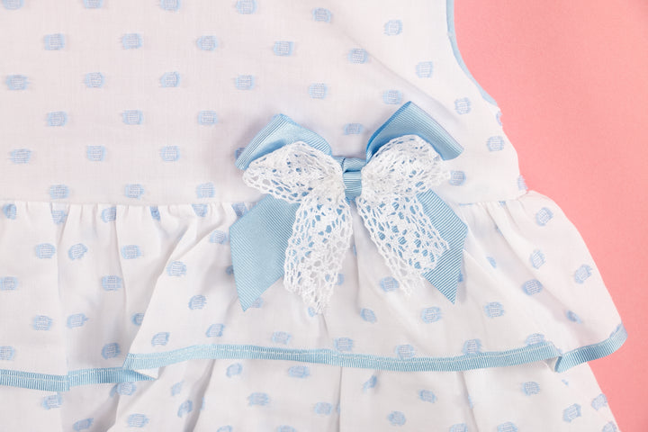 White and light blue dress