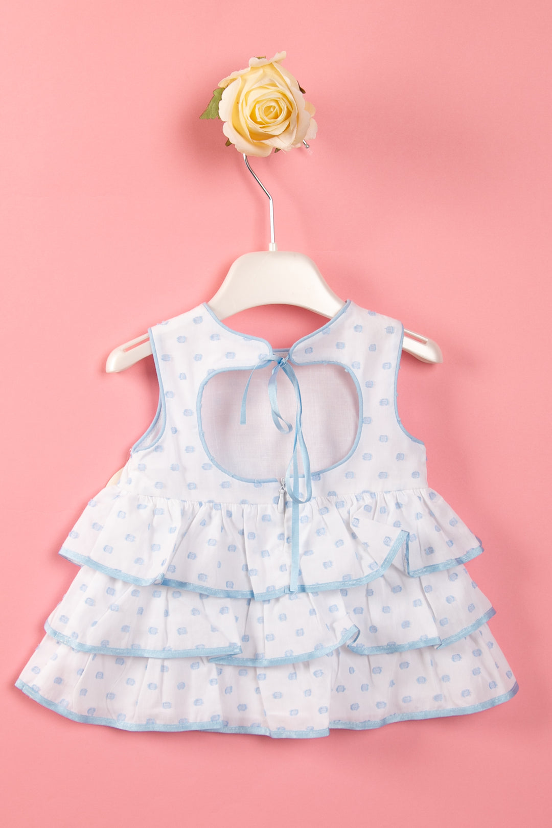 White and light blue dress