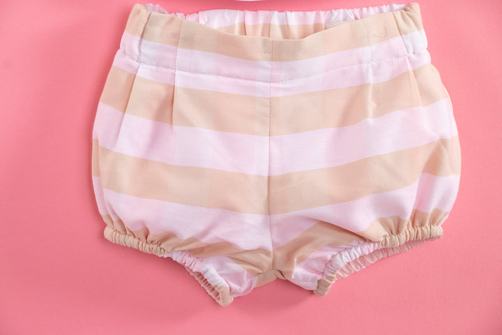 White and beige striped set