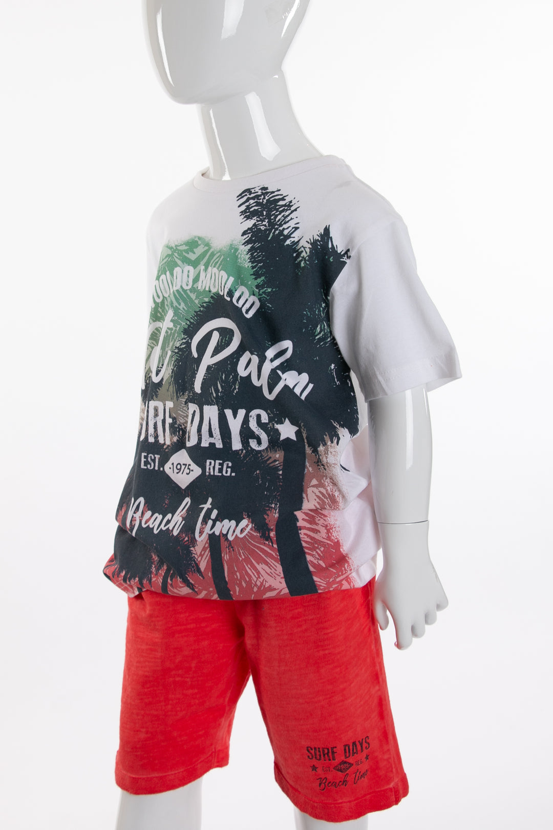 White sportswear with red shorts