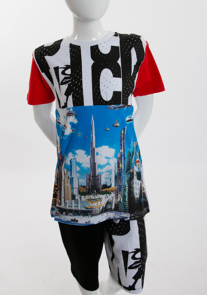 White sportswear with red sleeves