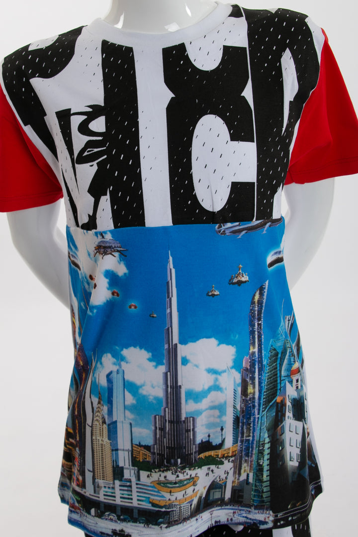 White sportswear with red sleeves