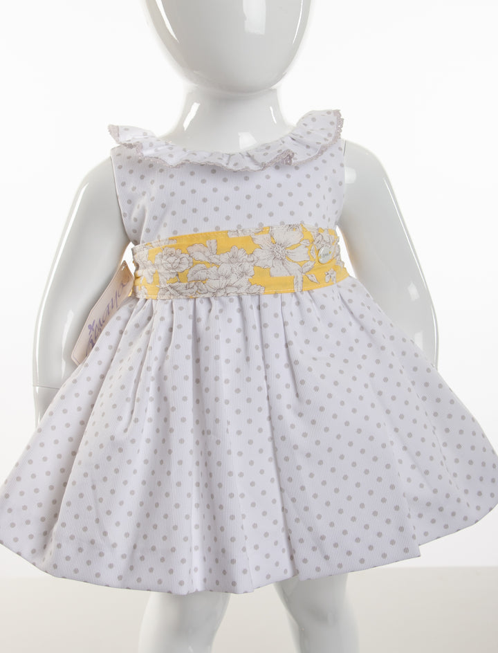 White, yellow and grey dress
