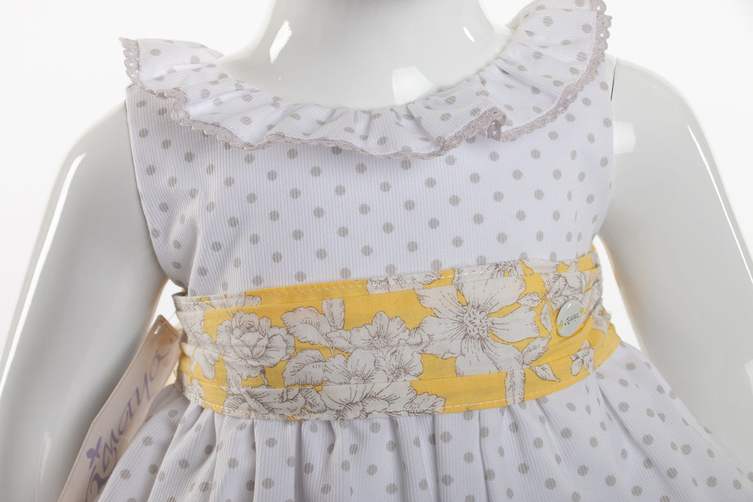 White, yellow and grey dress