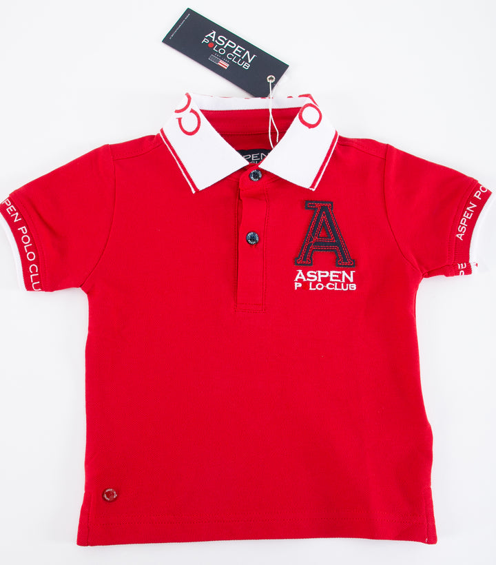 Red Polo Shirt with White Collar