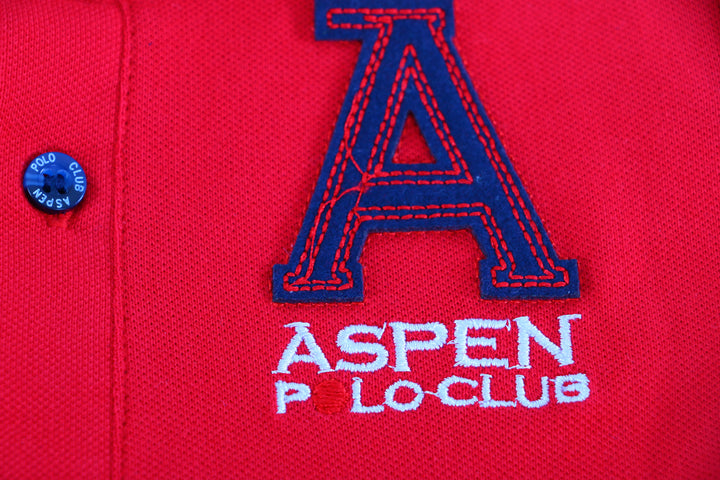 Red Polo Shirt with White Collar