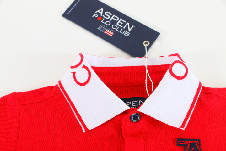 Red Polo Shirt with White Collar