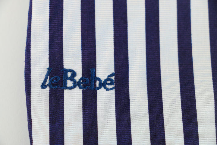 White and Navy Blue Striped Baby Set