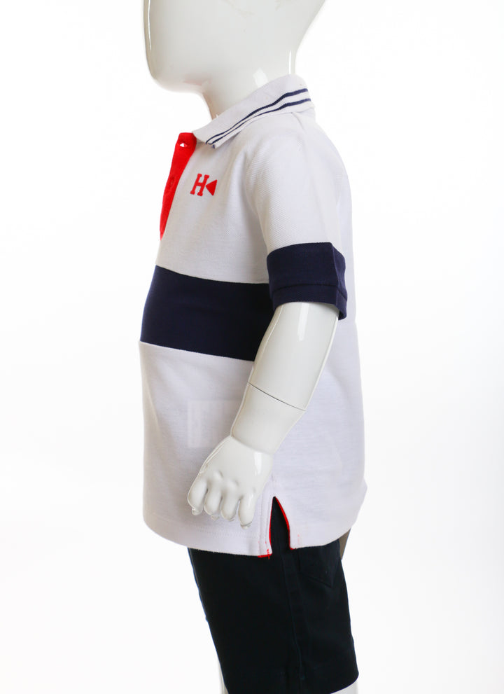 White and navy blue boys set