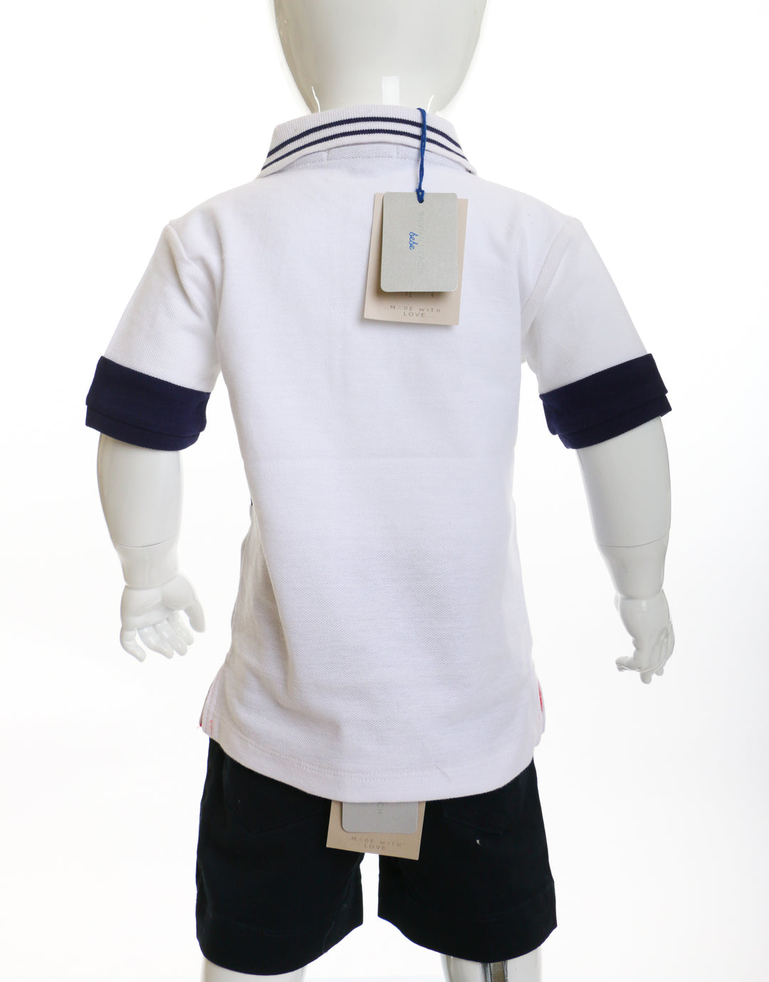 White and navy blue boys set