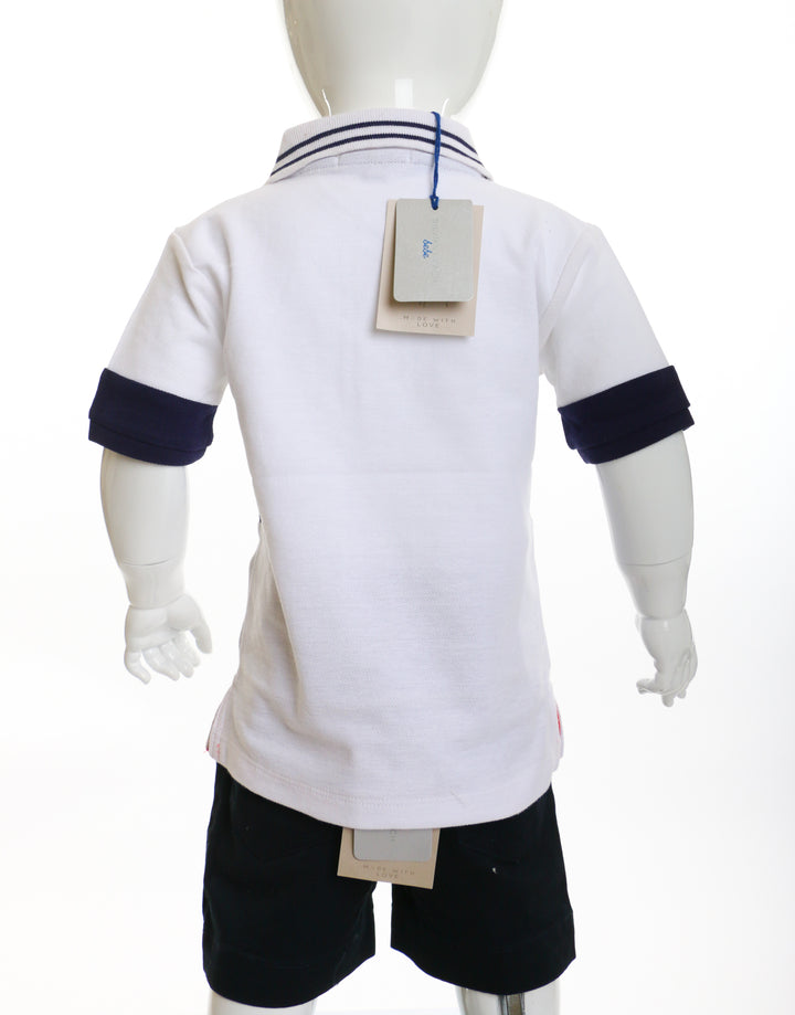 White and navy blue boys set