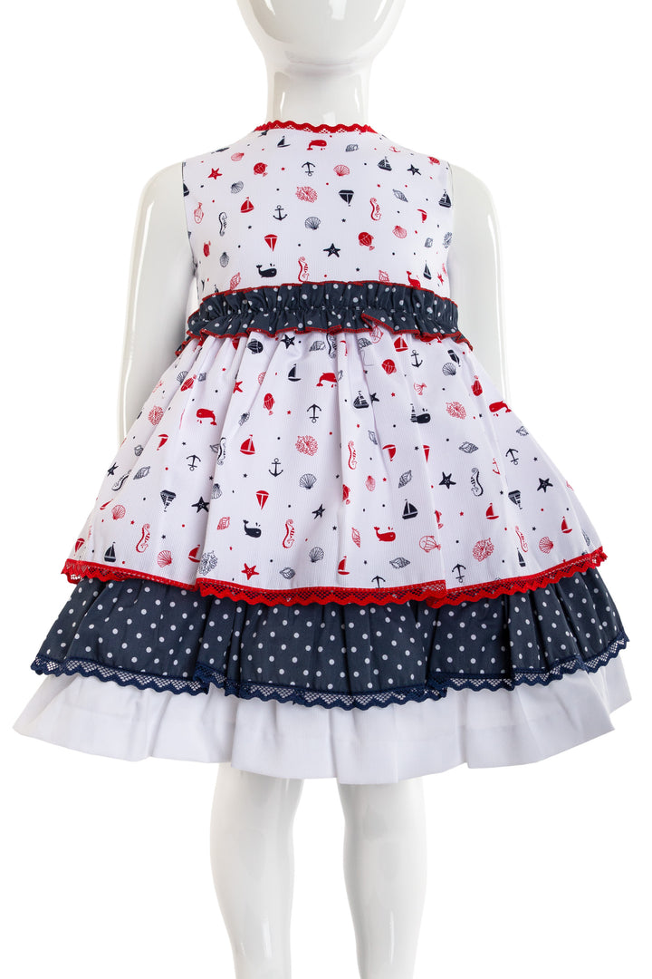 White and Navy Blue Dress