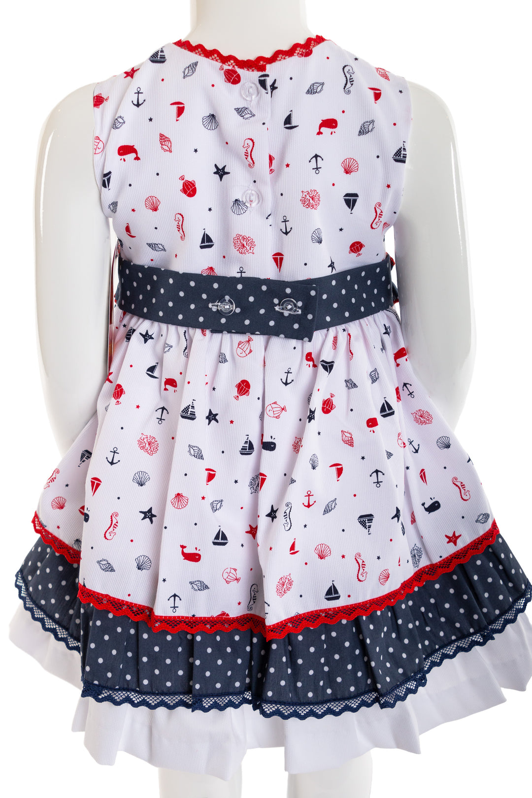 White and Navy Blue Dress