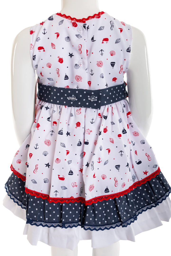 White and Navy Blue Dress