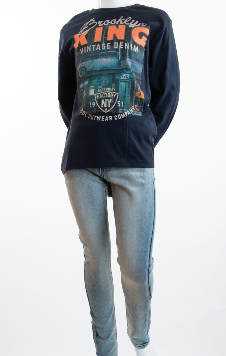 Navy blue and Jeans Set