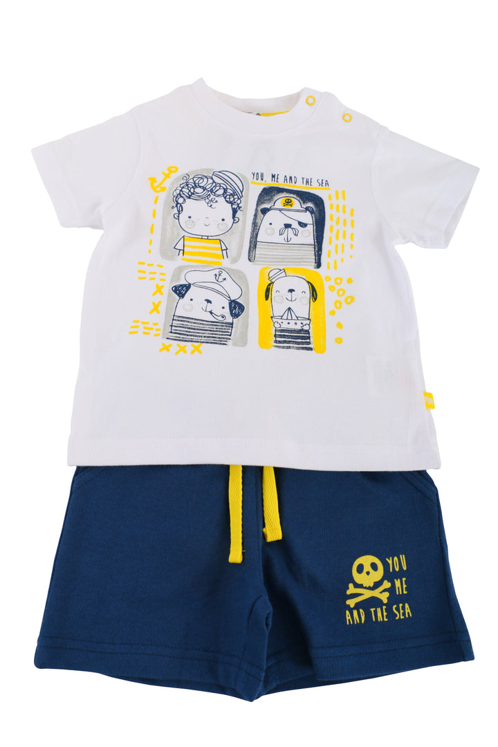 White, Navy Blue and Yellow Boys Set