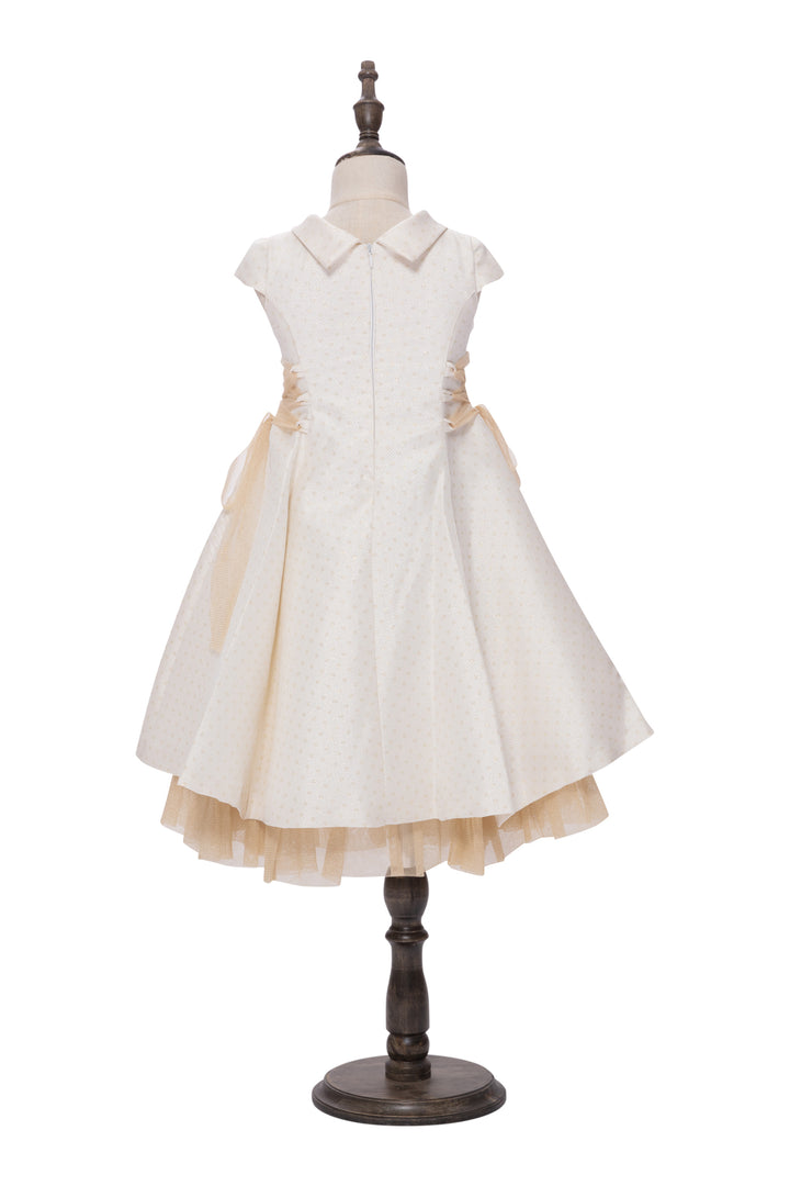 Beige Dress with Golden Tulle